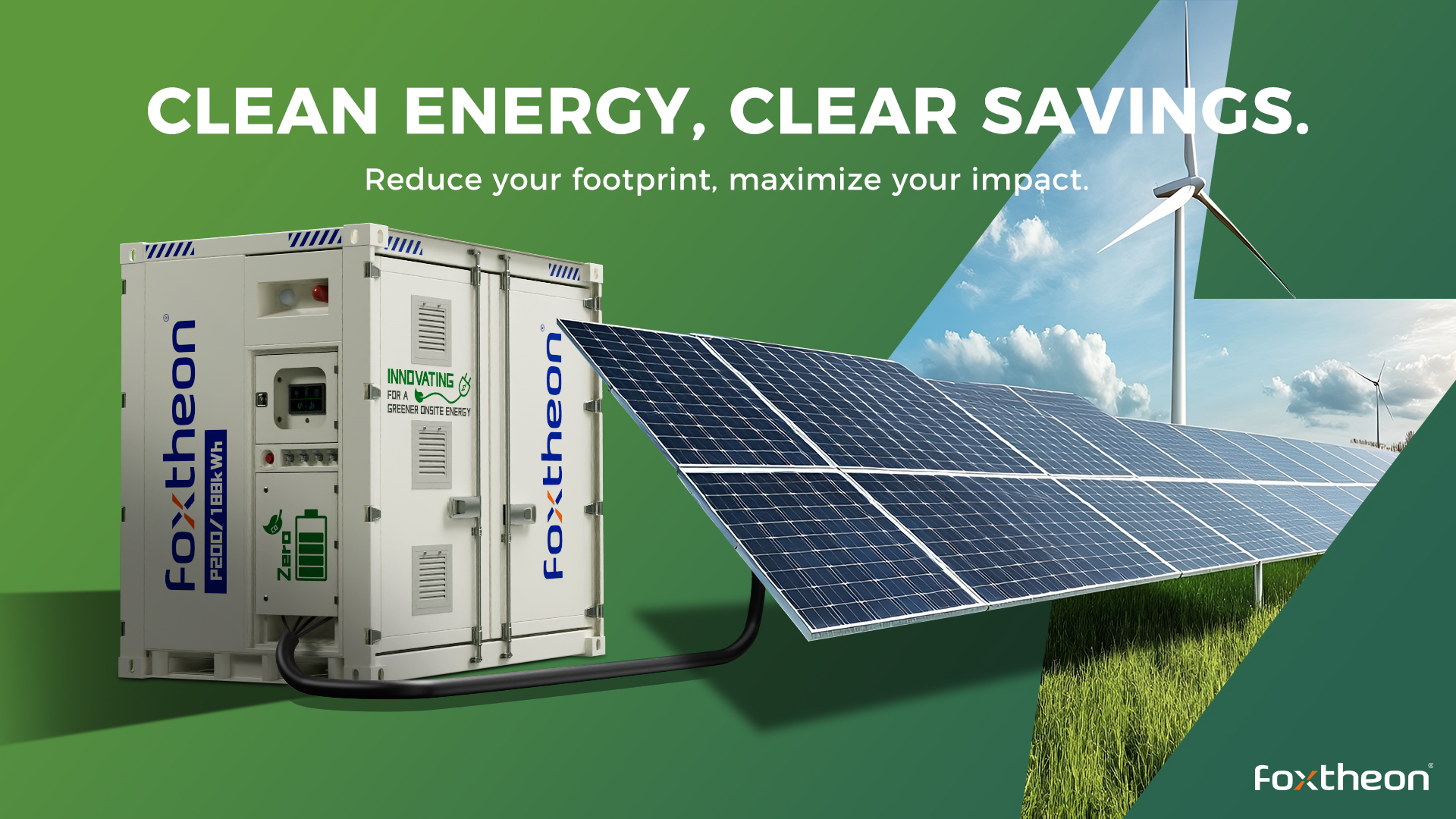 Foxtheon EnergyPack P200 and SolarPad working together in a factory microgrid.