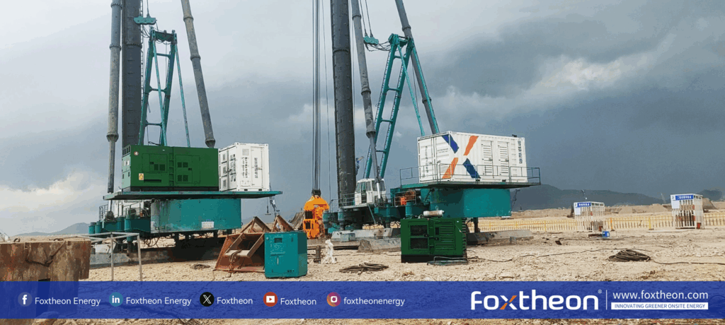 foxtheon hybrid power and energy storage solutions are being set up to support Construction Sites