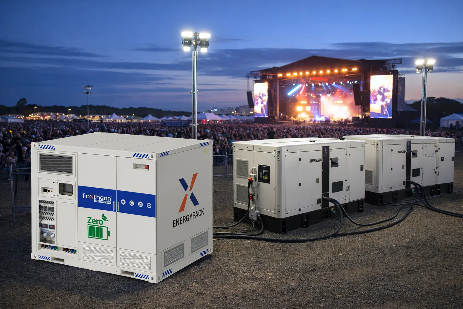Deliver high-capacity power for large-scale festivals without noise or emissions.