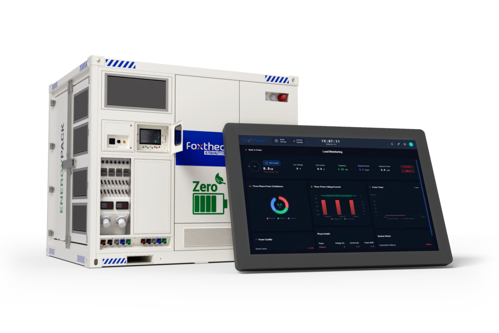 Foxtheon FoxMind Energy Management System (EMS) interface managing a hybrid BESS EnergyPack M600 for optimized power distribution