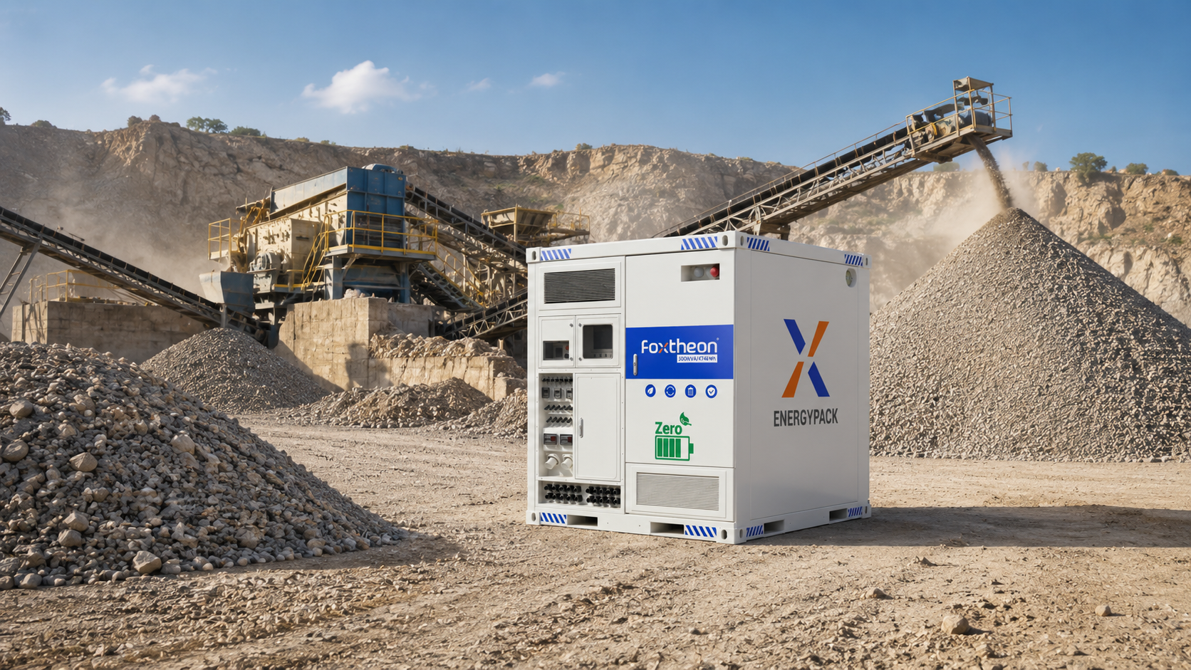 Hybrid power system for quarry and aggregate site operations